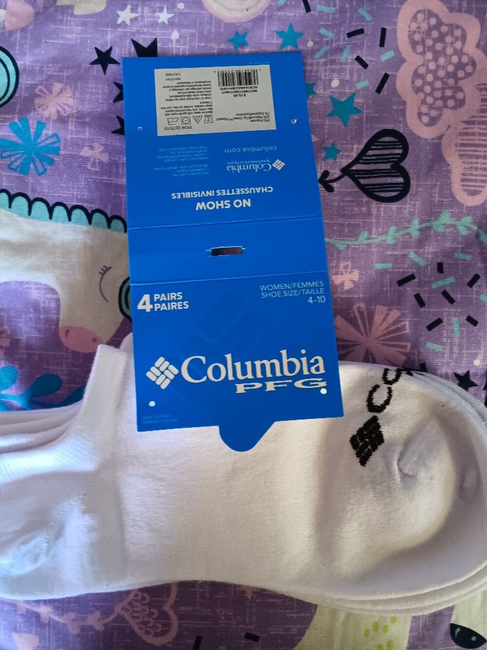 New Columbia Womens No Show White Socks, 4 pack.